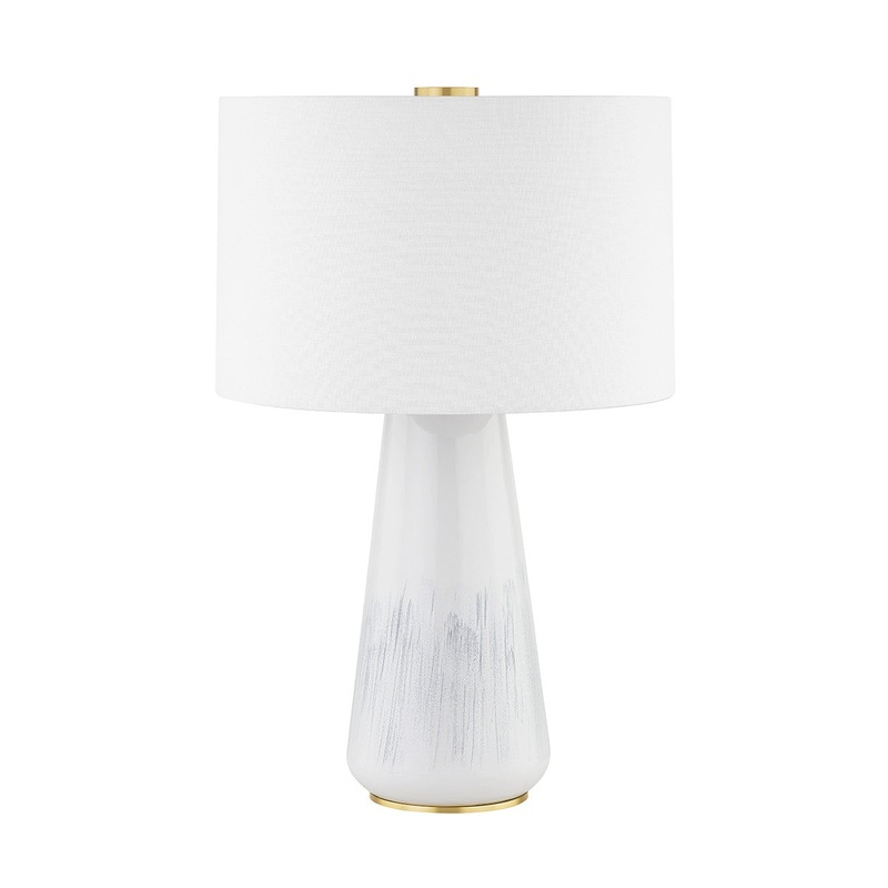 Hudson Valley L1958-AGB/CWA Saugerties One Light Table Lamp, Aged Brass/Gloss White Ash Ceramic