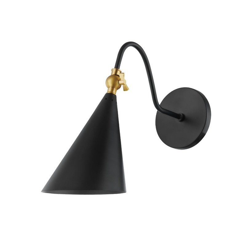 Mitzi H285101-AGB/SBK Lupe One Light Wall Sconce, Aged Brass/Soft Black