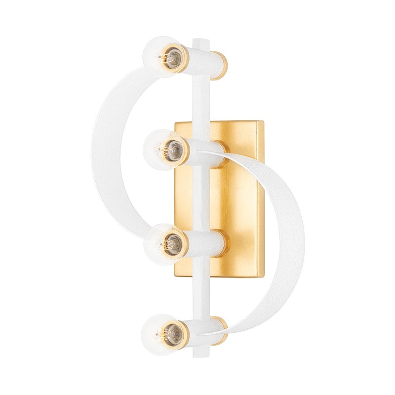 Mitzi H379104-GL/WH Maddie Four Light Wall Sconce, Gold Leaf/White