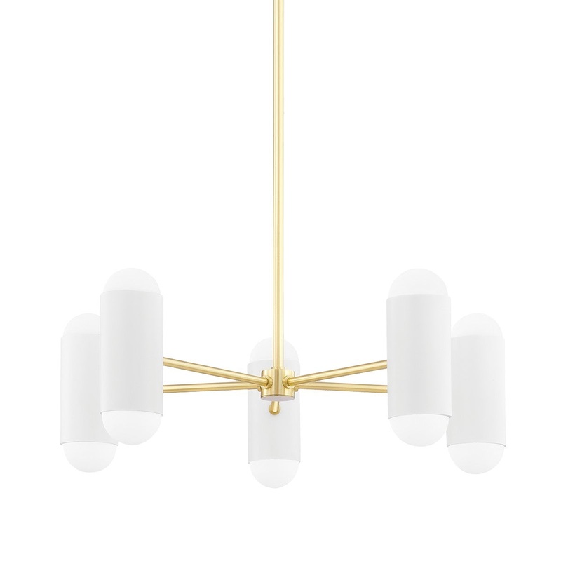 Mitzi H484810-AGB/SWH Kira Ten Light Chandelier, Aged Brass/Soft White Combo