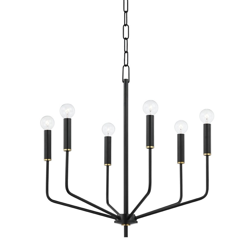 Mitzi H516806-AGB/SBK Bailey Six Light Chandelier, Aged Brass/Soft Black
