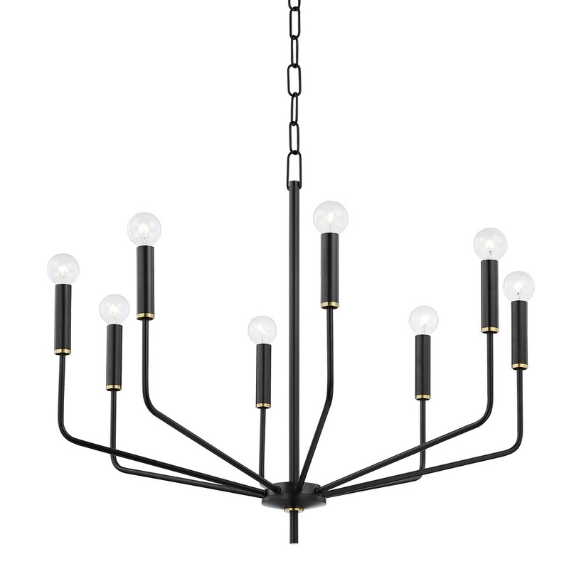 Mitzi H516808-AGB/SBK Bailey Eight Light Chandelier, Aged Brass/Soft Black