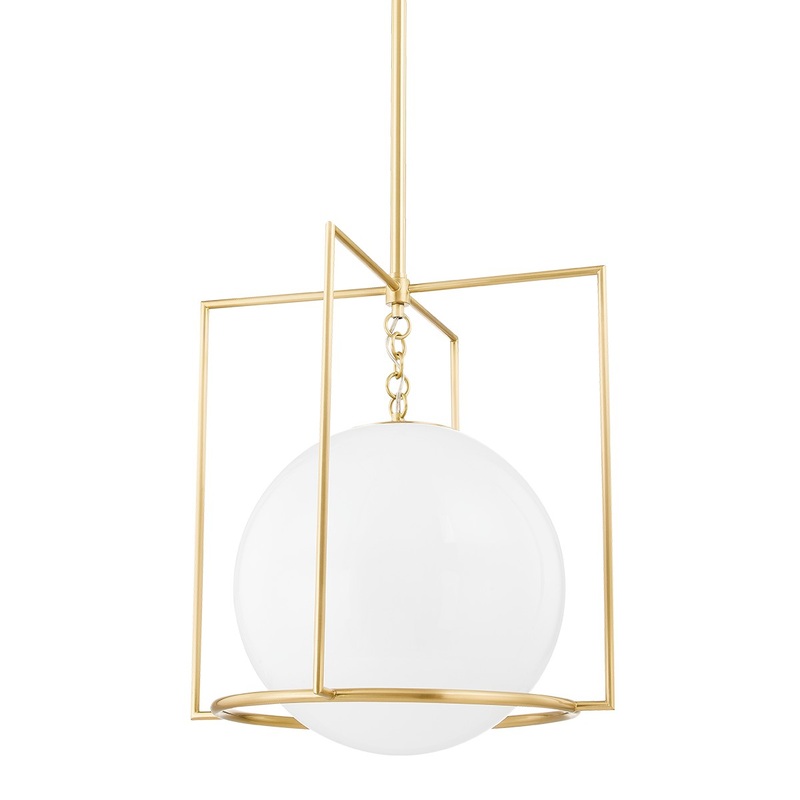 Mitzi H648701L-AGB Frankie One Light Pendant, Aged Brass