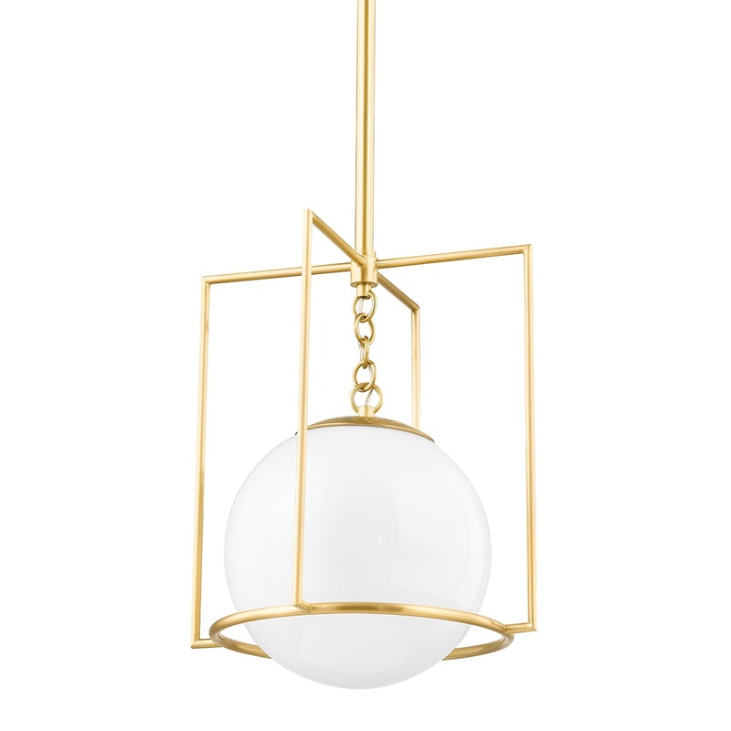 Mitzi H648701S-AGB Frankie One Light Pendant, Aged Brass