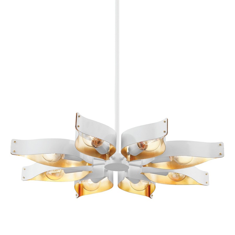 Mitzi H658808-SWH/GL Nala Eight Light Chandelier, Soft White/Gold Leaf