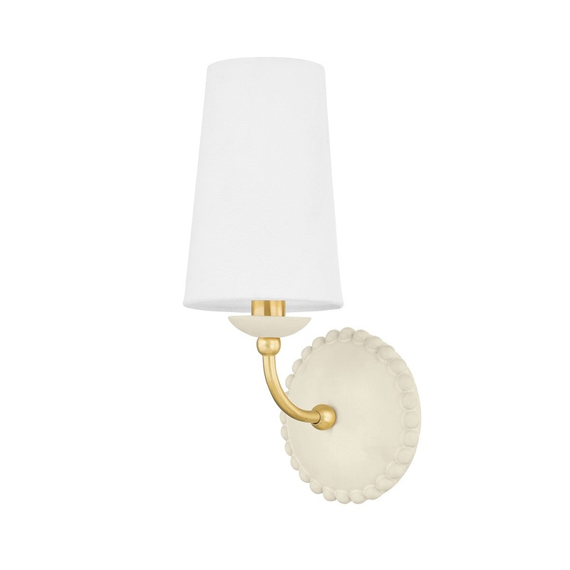 Mitzi H663101-AGB/CAI Rhea One Light Wall Sconce, Aged Brass/Ceramic Antique Ivory