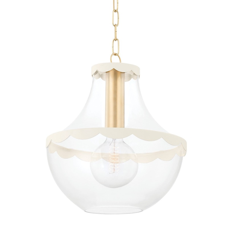 Mitzi H668701L-AGB/SCR Alaina One Light Pendant, Aged Brass