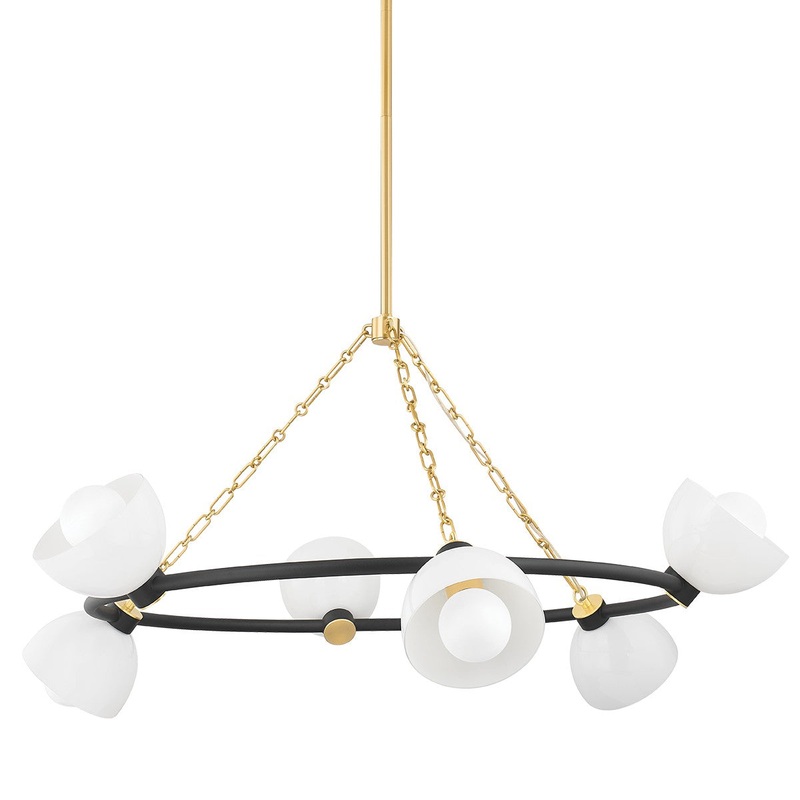 Mitzi H724806-AGB/TBK Belle Six Light Chandelier, Aged Brass