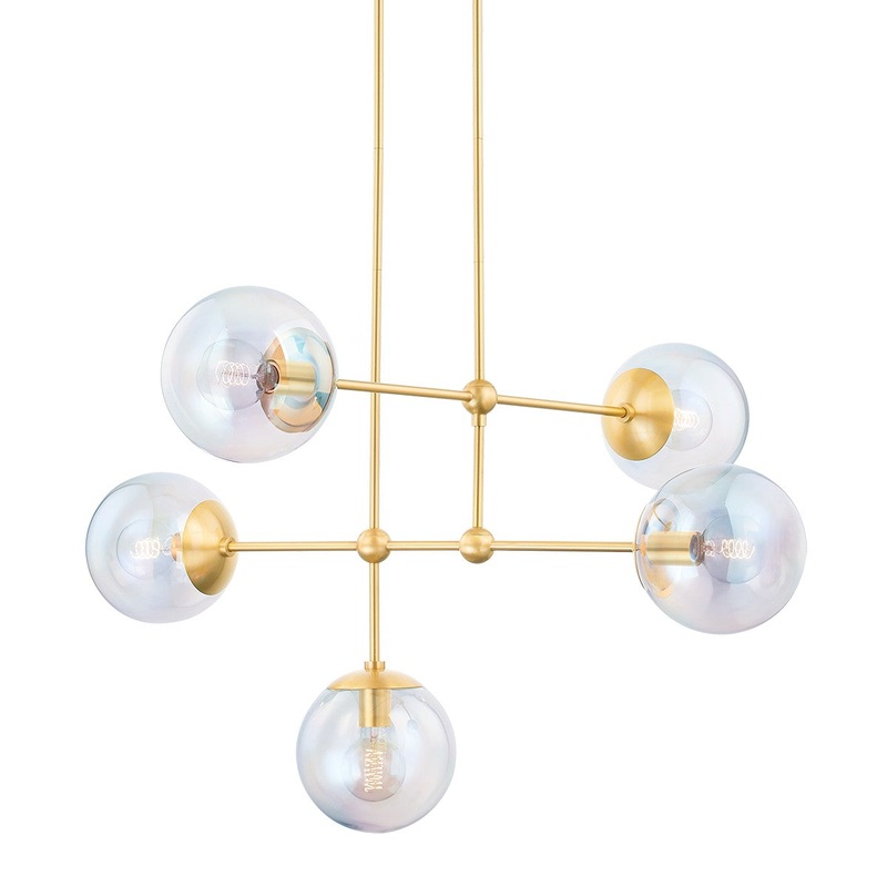 Mitzi H726805-AGB Ophelia Five Light Chandelier, Aged Brass