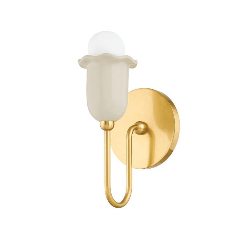Mitzi H732101-AGB/CAI Delilah One Light Wall Sconce, Aged Brass