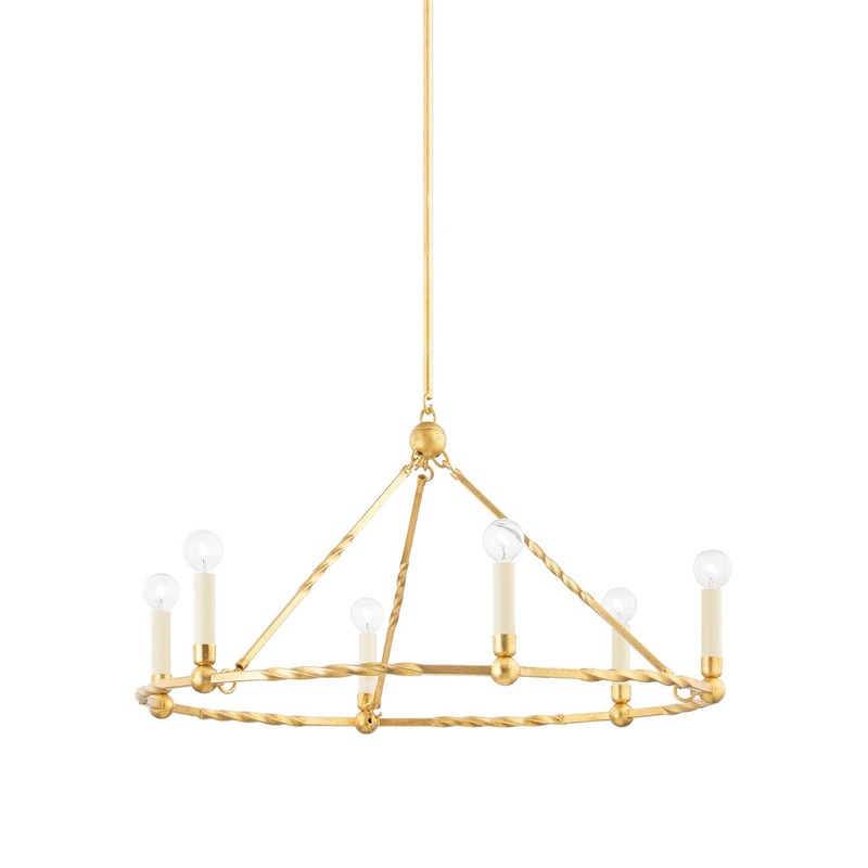 Mitzi H738806-VGL Josephine Six Light Chandelier, Vintage Gold Leaf