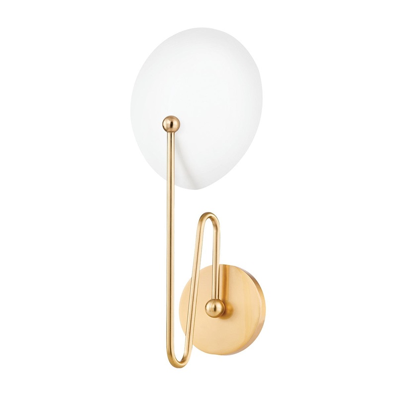 Mitzi H743101-AGB/TWH Hattie One Light Wall Sconce, Aged Brass/Textured White Combo