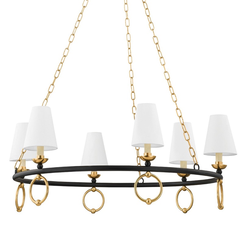 Mitzi H757806-AGB/TBK Haverford Six Light Chandelier, Aged Brass