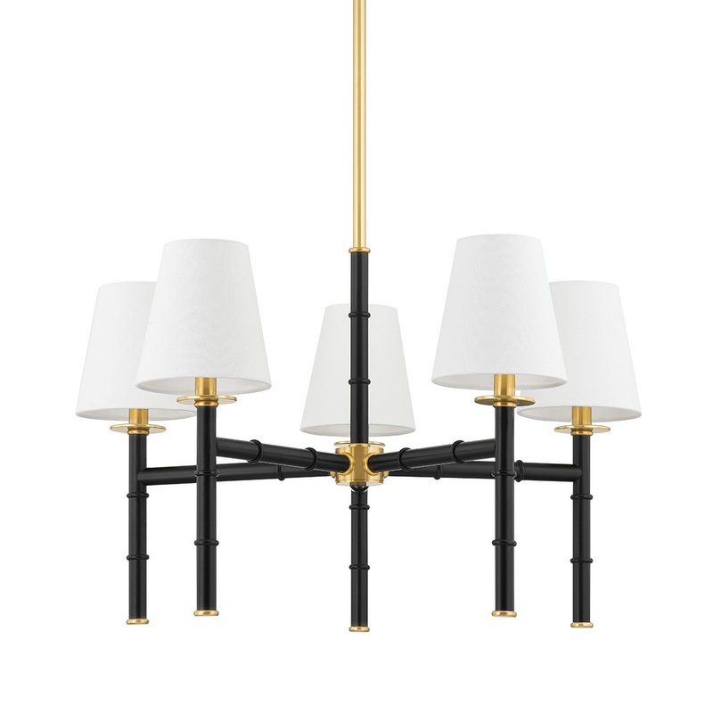Mitzi H759805-AGB/SBK Banyan Five Light Chandelier, Aged Brass