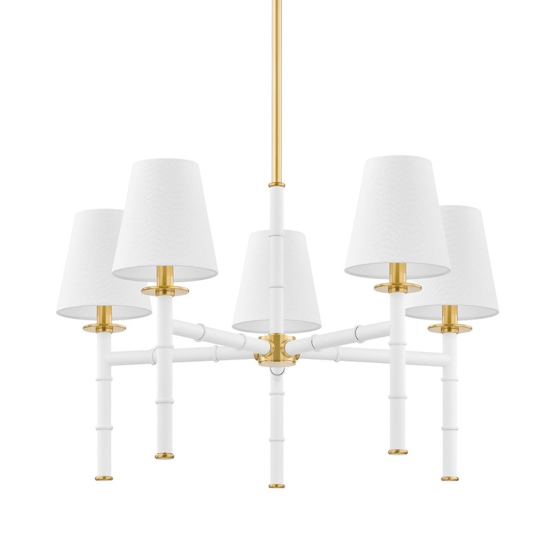 Mitzi H759805-AGB/SWH Banyan Five Light Chandelier, Aged Brass