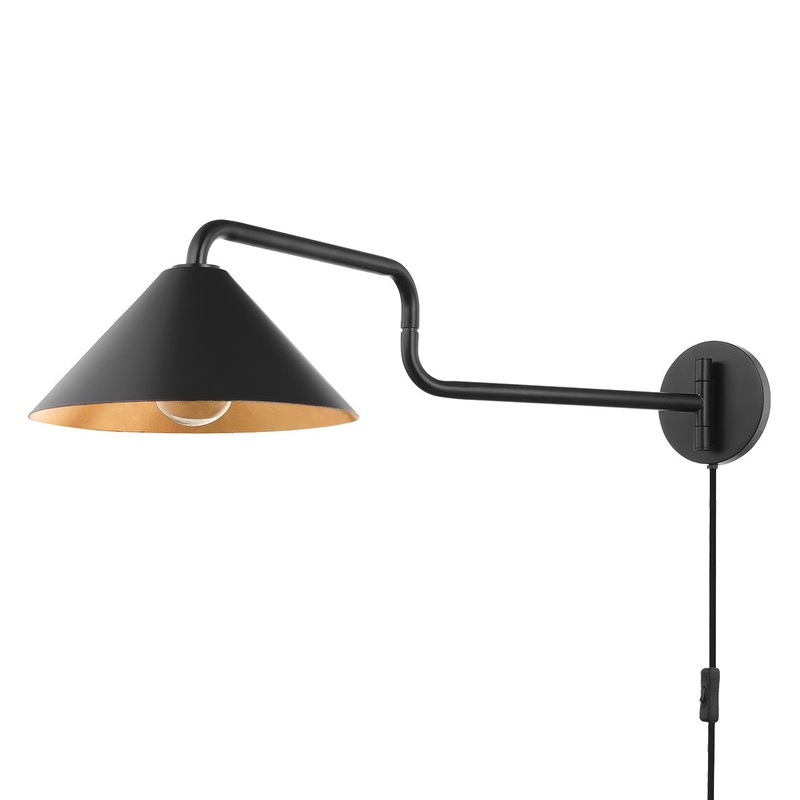 Mitzi HL629201-GL/SBK Brianna One Light Portable Wall Sconce, Gold Leaf
