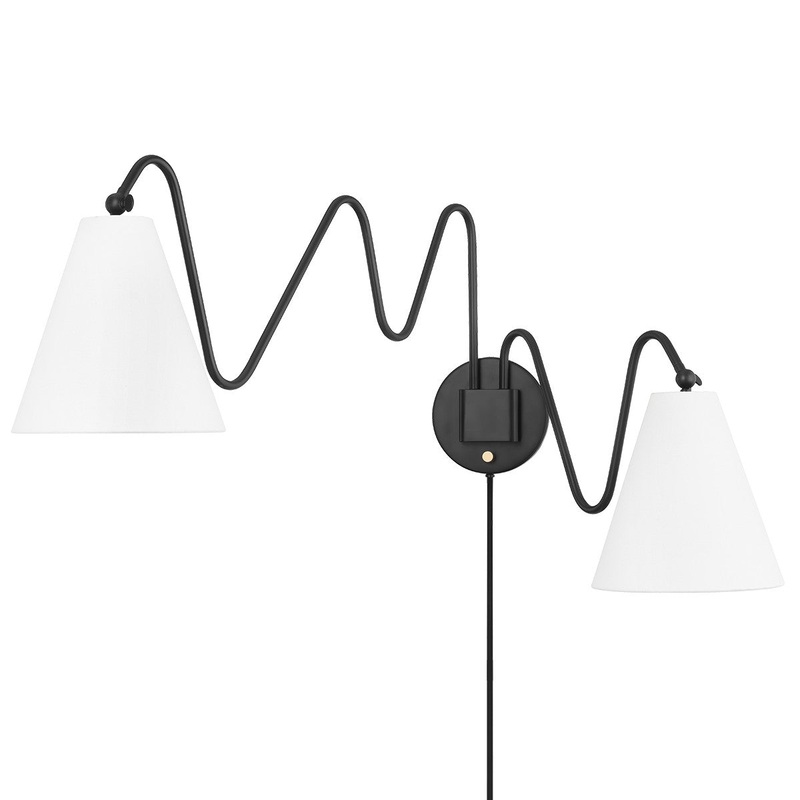 Mitzi HL699102-SBK Onda Two Light Wall Sconce, Soft Black