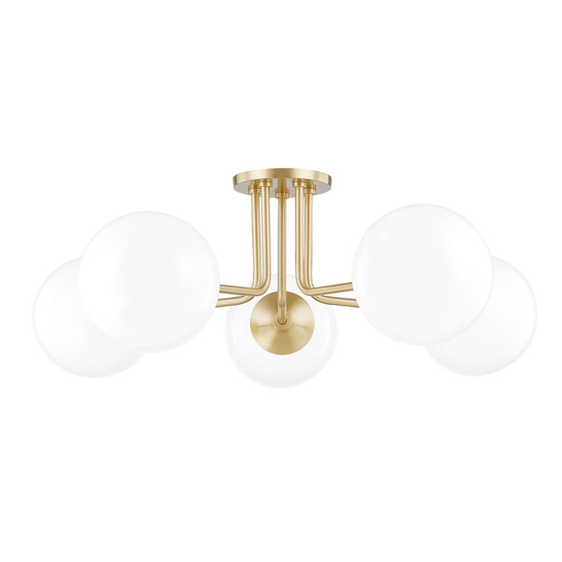 Mitzi H105605-AGB Stella Five Light Semi Flush Mount, Aged Brass