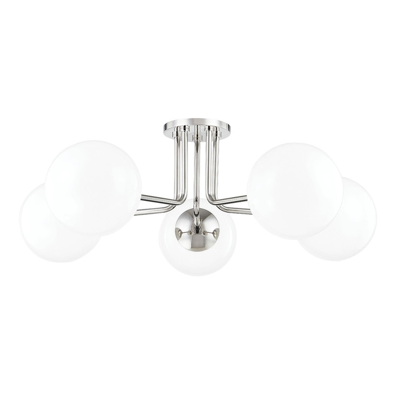Mitzi H105605-PN Stella Five Light Semi Flush Mount, Polished Nickel