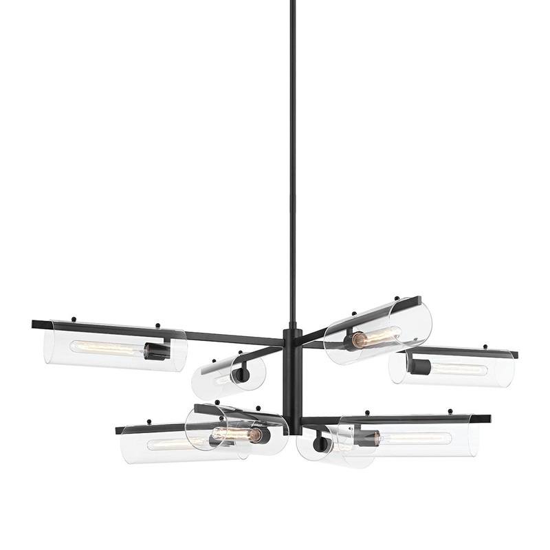 Mitzi H326808-SBK Ariel Eight Light Chandelier, Soft Black