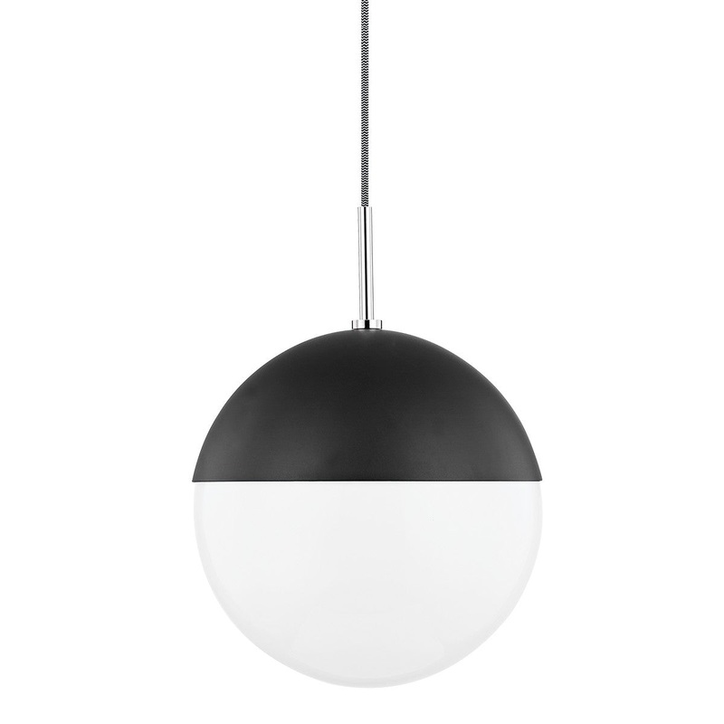 Mitzi H344701L-PN/BK Renee One Light Pendant, Polished Nickel/Black