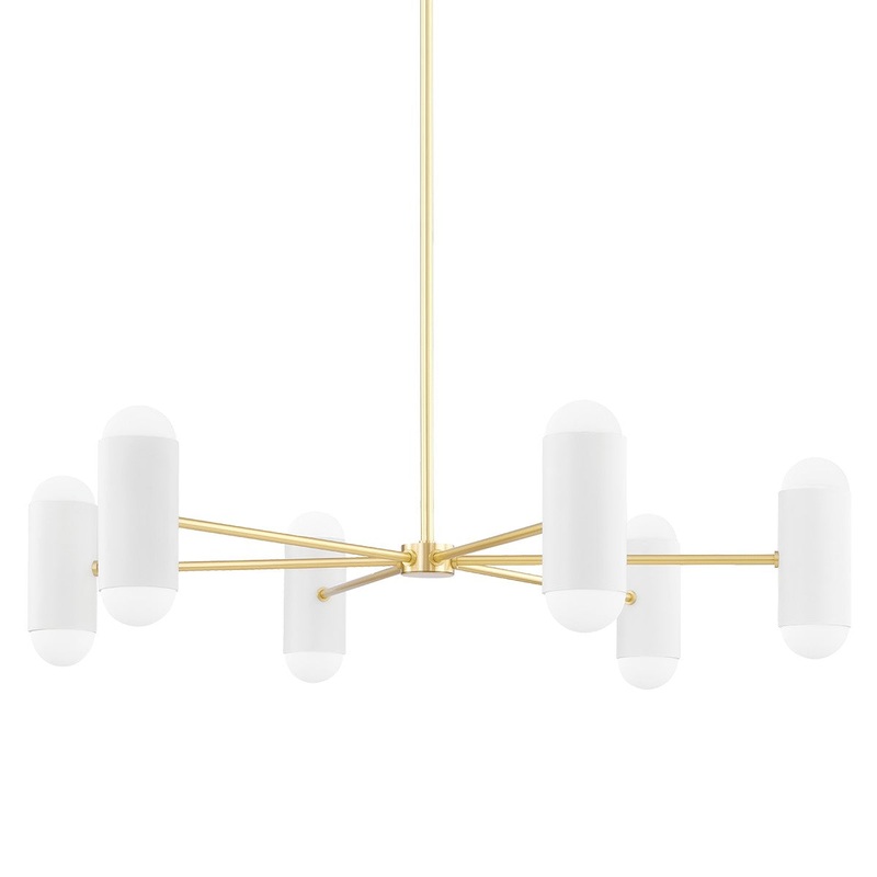 Mitzi H484812-AGB/SWH Kira 12 Light Chandelier, Aged Brass/Soft White Combo