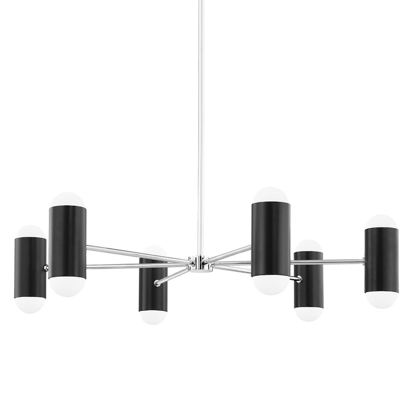 Mitzi H484812-PN/SBK Kira 12 Light Chandelier, Polished Nickel/Soft Black