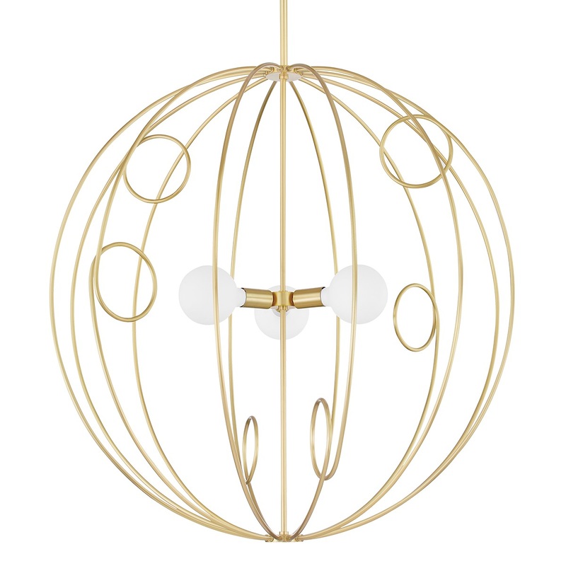 Mitzi H485701L-AGB Alanis Three Light Pendant, Aged Brass