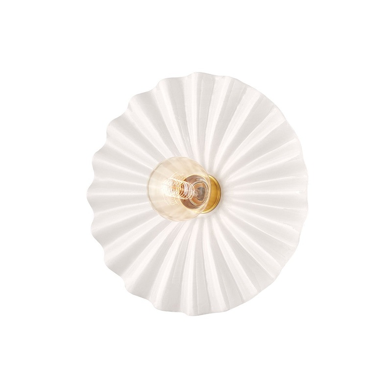Mitzi H499101-AGB/CCR Tinsley One Light Flush Mount, Aged Brass/Ceramic Gloss Cream