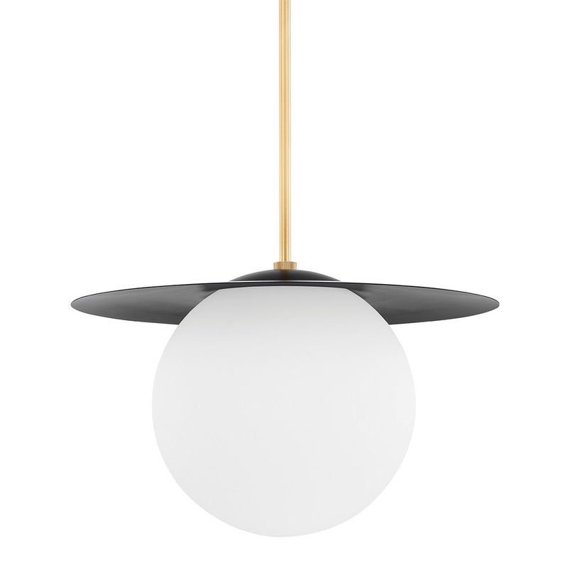 Mitzi H600701L-AGB/SBK Marlene One Light Pendant, Aged Brass/Soft Black