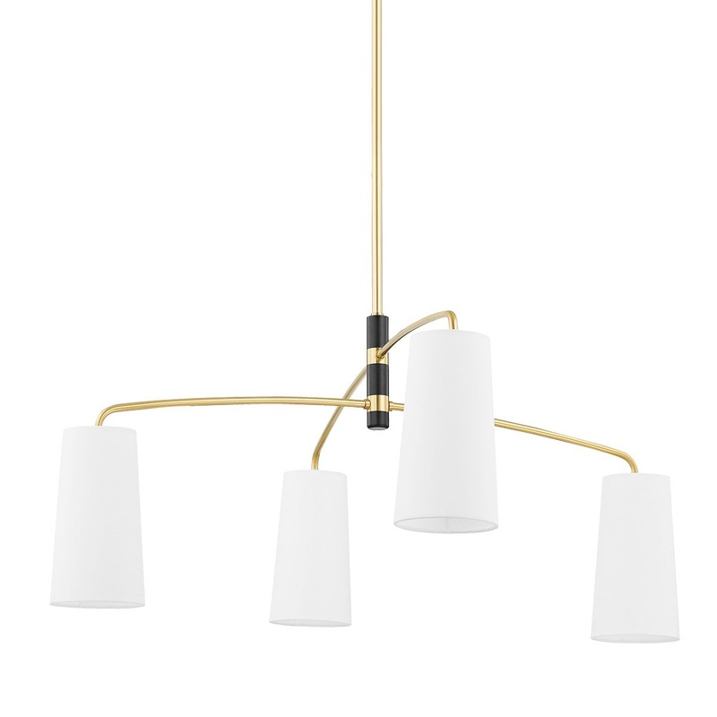 Mitzi H612804-AGB/SBK Evelyn Four Light Chandelier, Aged Brass/Soft Black