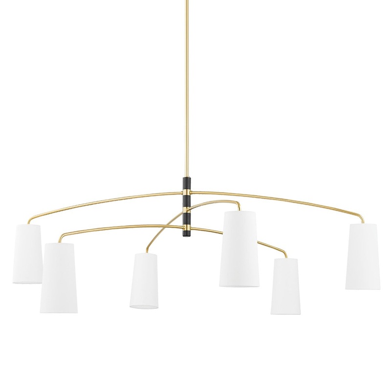 Mitzi H612806-AGB/SBK Evelyn Six Light Chandelier, Aged Brass/Soft Black