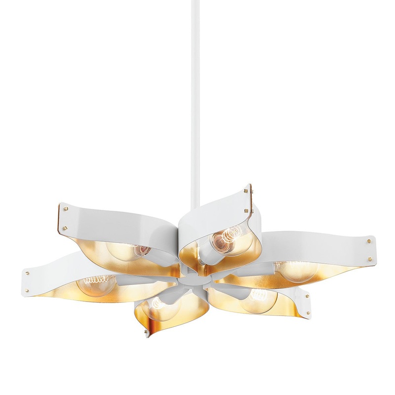 Mitzi H658806-SWH/GL Nala Six Light Chandelier, Soft White/Gold Leaf