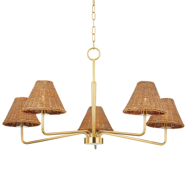 Mitzi H704805-AGB Issa Six Light Chandelier, Aged Brass