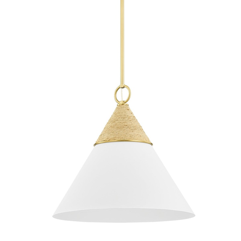Mitzi H709701L-AGB/TWH Mica One Light Pendant, Aged Brass