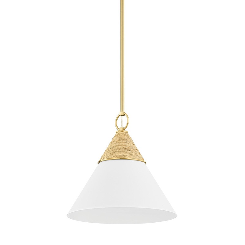 Mitzi H709701S-AGB/TWH Mica One Light Pendant, Aged Brass
