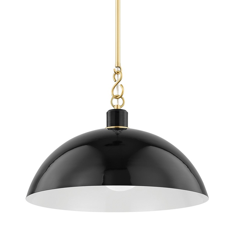 Mitzi H769701L-AGB/GBK Camille One Light Pendant, Aged Brass