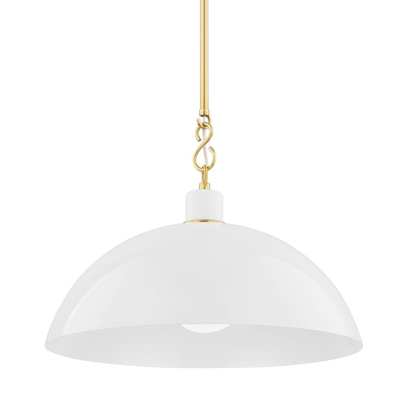 Mitzi H769701L-AGB/GWH Camille One Light Pendant, Aged Brass