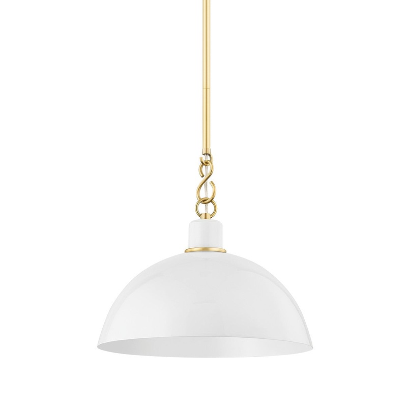 Mitzi H769701S-AGB/GWH Camille One Light Pendant, Aged Brass
