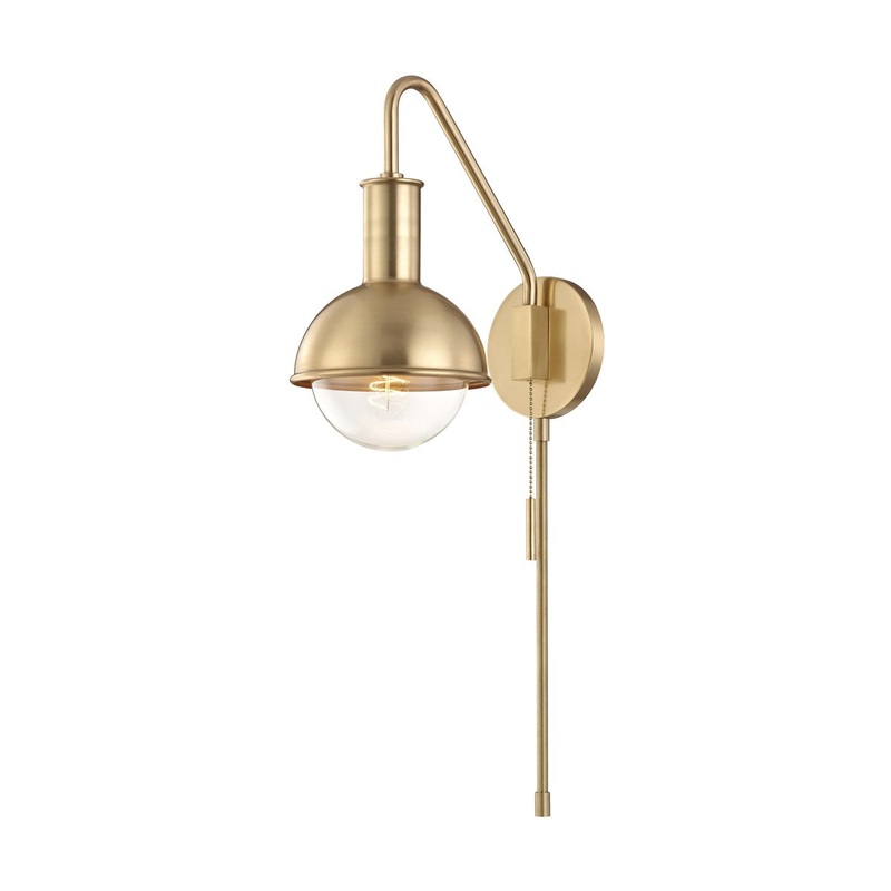 Mitzi HL111101-AGB Riley One Light Wall Sconce With Plug, Aged Brass