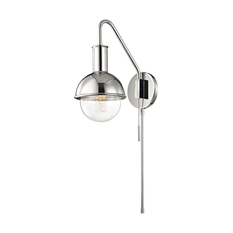 Mitzi HL111101-PN Riley One Light Wall Sconce With Plug, Polished Nickel