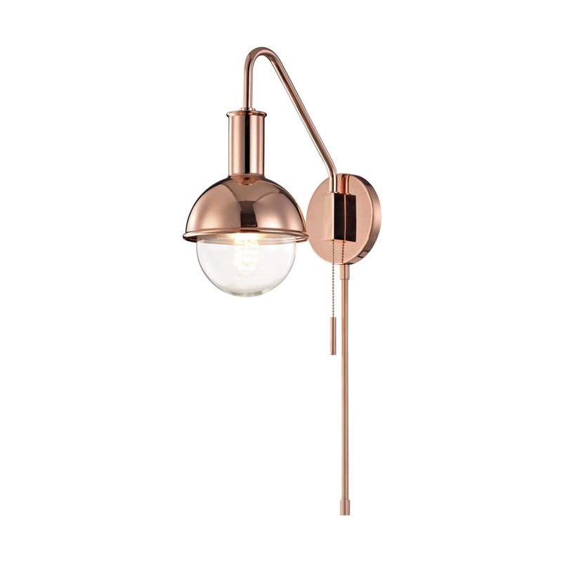 Mitzi HL111101-POC Riley One Light Wall Sconce With Plug, Polished Copper