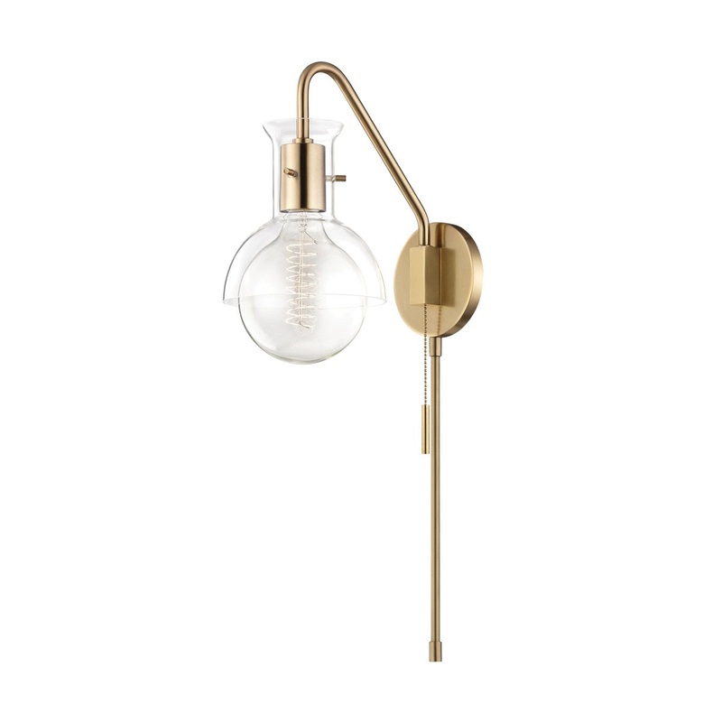 Mitzi HL111101G-AGB Riley One Light Wall Sconce With Plug, Aged Brass
