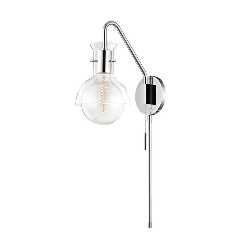 Mitzi HL111101G-PN Riley One Light Wall Sconce With Plug, Polished Nickel