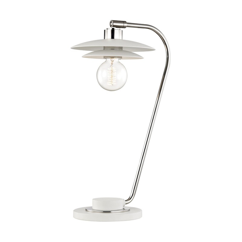 Mitzi HL175201-PN/WH Milla One Light Table Lamp, Polished Nickel/White