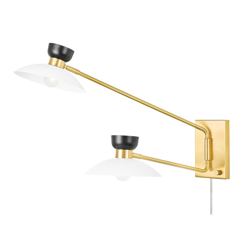 Mitzi HL481202-AGB Whitley Two Light Wall Sconce Plug In, Aged Brass