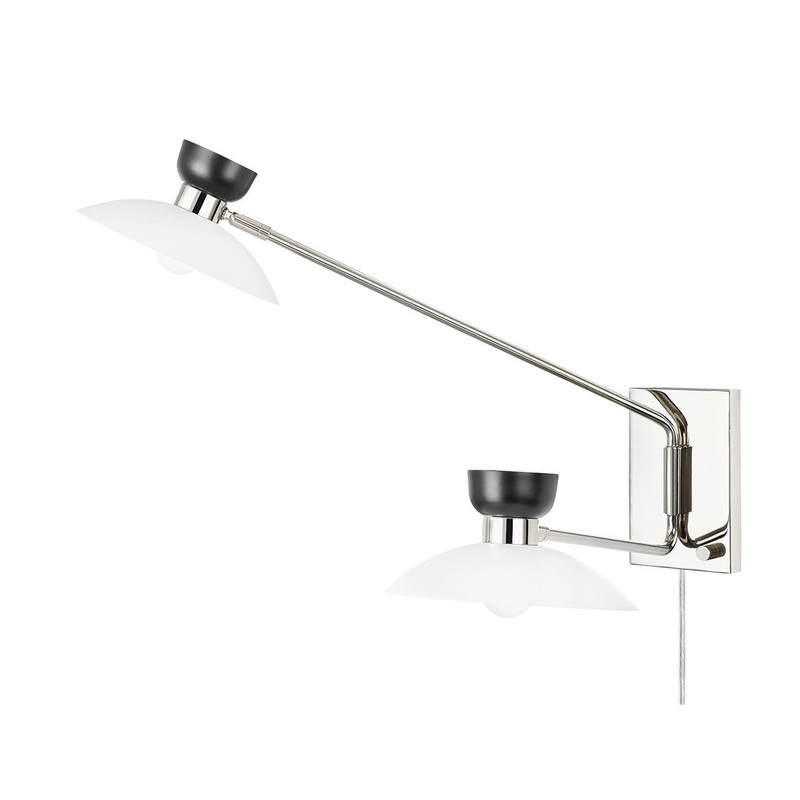 Mitzi HL481202-PN Whitley Two Light Wall Sconce Plug In, Polished Nickel