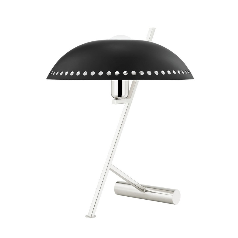 Mitzi HL536201-PN/BK Landis One Light Table Lamp, Polished Nickel/Black