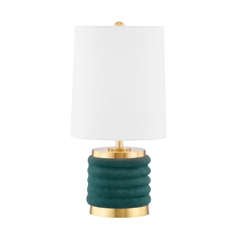 Mitzi HL561201-AGB/DTL Bethany One Light Table Lamp, Aged Brass/Dark Teal Combo
