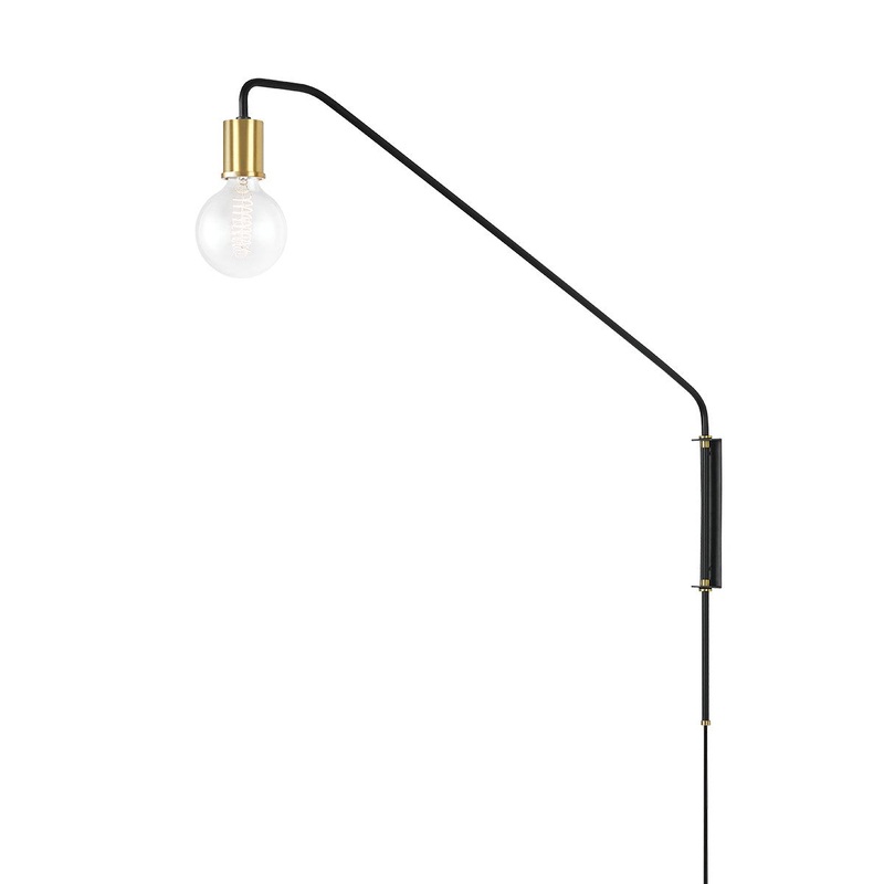 Mitzi HL566201-AGB/SBK Becca One Light Wall Sconce, Aged Brass/Soft Black